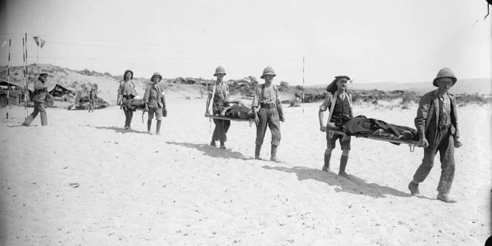 Wounded men evacuated from Gallipoli