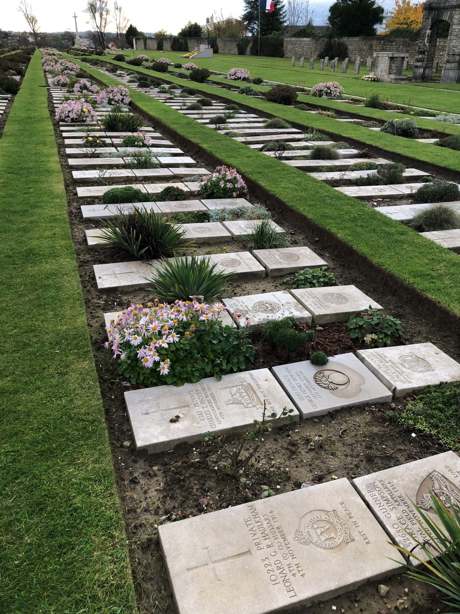 Headstones in cemetery