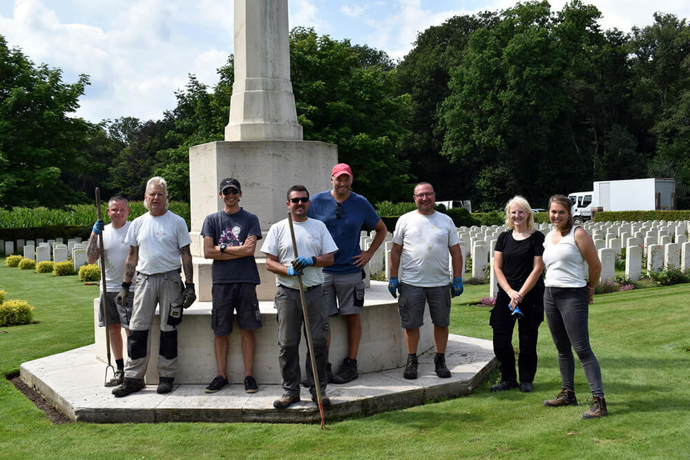 Belgian staff and gardeners at the Cross of Sacrifice