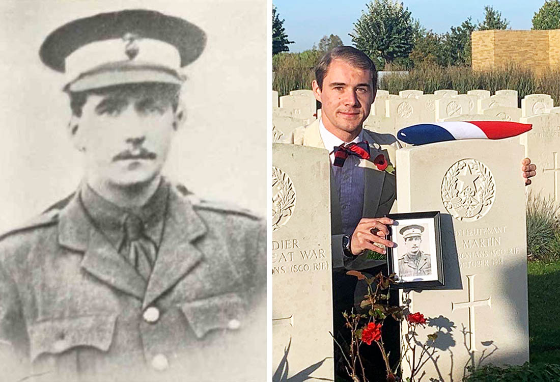 Rededication service for Second Lieutenant Herbert Ernest Martin at Dadizeele New British Cemetery, Belgium