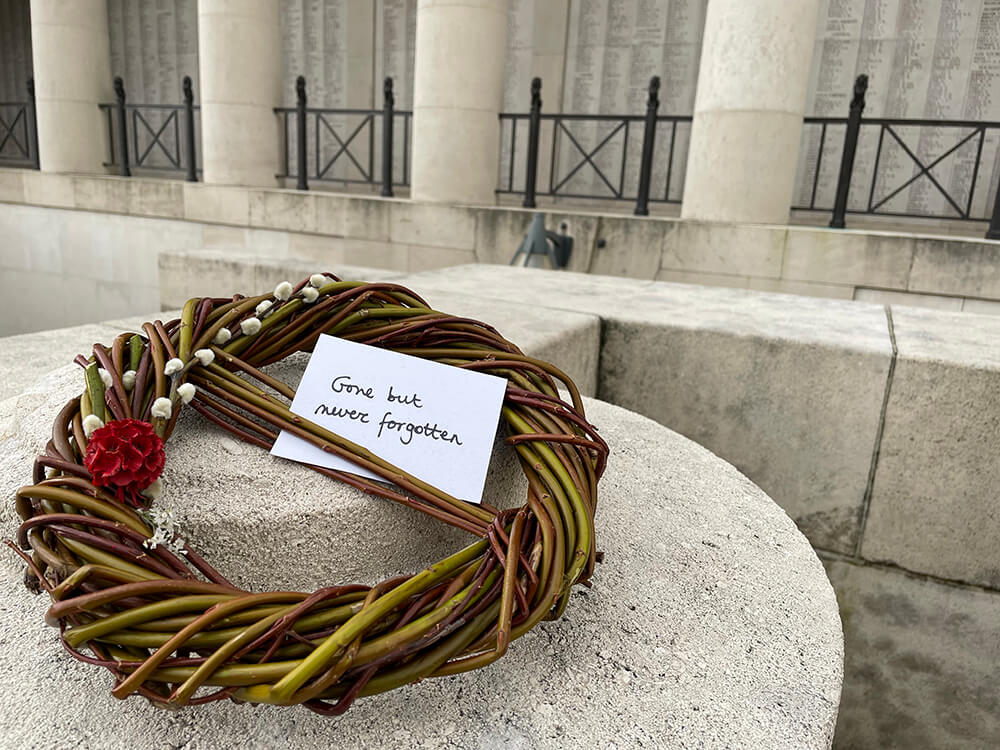 Biodegradable wreaths on sale at Ieper