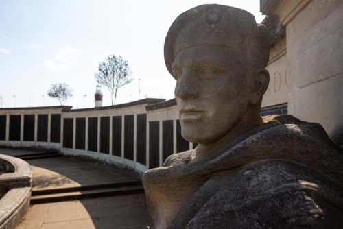 A close up of Sculpture at Plymouth Naval Memorial